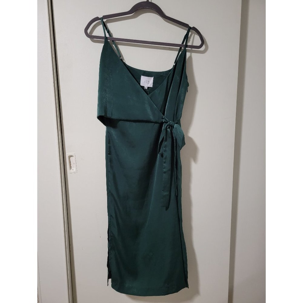Fall In Love Forest Green Satin Midi Wrap Dress
